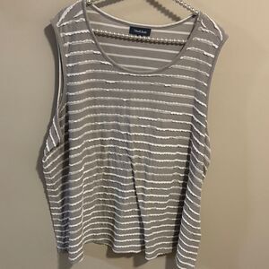 ModCloth Plus Size 4X Gray White Striped Sleeveless Tank Top